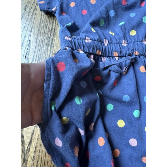 Primary Blue 100% Cotton Drawstring Dress Girls Rainbow Confetti Dot Size 6-7 - Picture 5 of 7